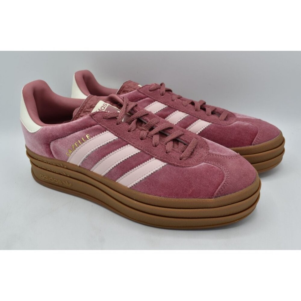 Adidas Womens Size 9.5 Gazelle Bold Gum Velvet Pink Platform Casual Sneakers
